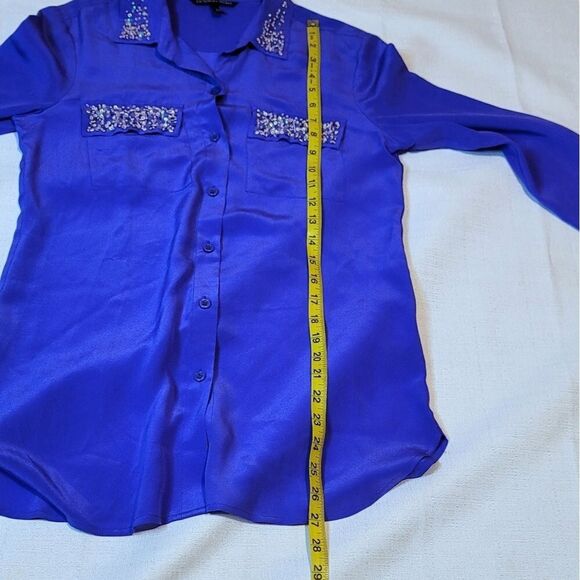 Victoria's Secret Silk Sequin Pocket Button Down Shirt Size XS - Picture 6 of 10